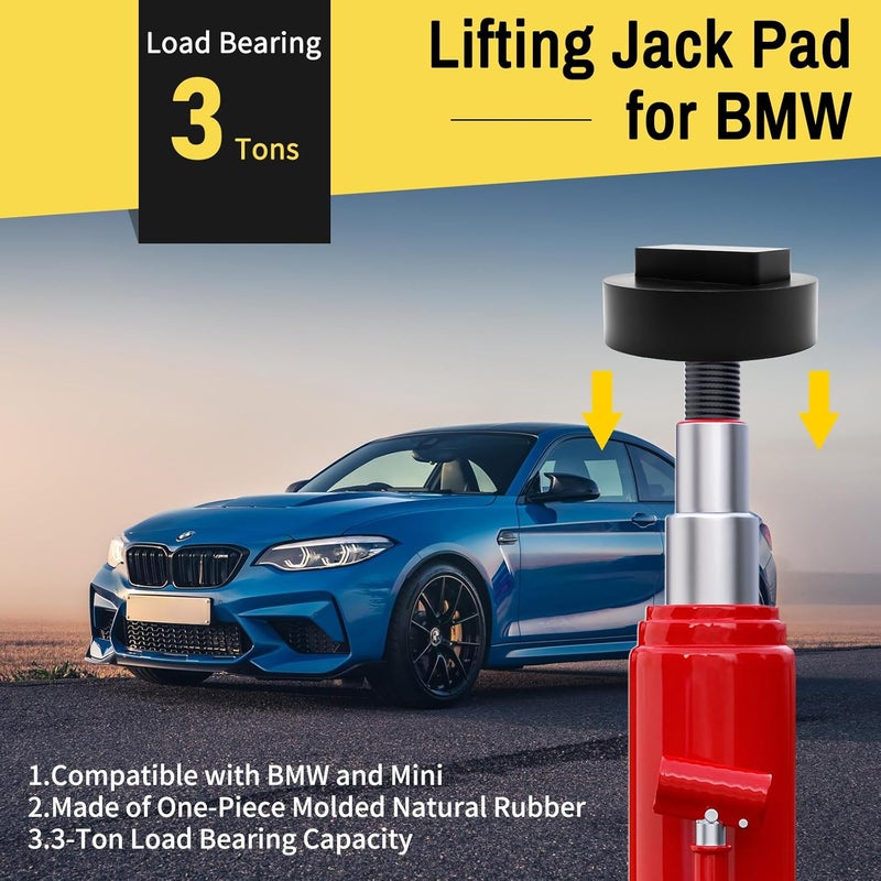 ZOSANY Floor Jack Pad for BMW and Mini,Rubber Pinch Weld Jack Pad for BMW, Round Jack Stand Adapter, Slotted Frame Rail Protector for Circular Floor Jack and Jack Stand 4 Pack - Image 4